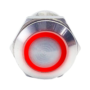 На фото: Кнопка 12мм - красная подсветка, без фиксации